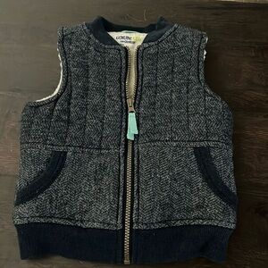 2t Blue and White Faux Fur Lined Vest